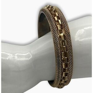 Graziano Revival Chunky Gold Tone Statement Bangle Bracelet